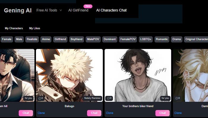 Gening AI Character Chat Platform