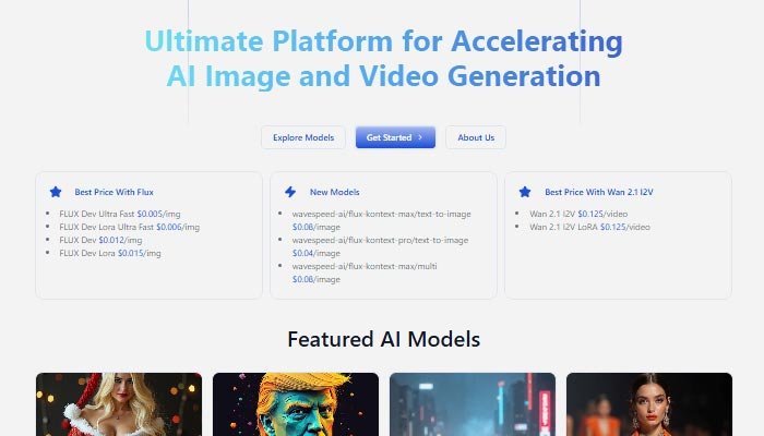 WaveSpeedAI Platform Interface